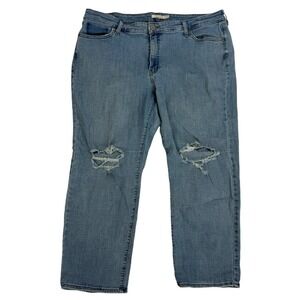 Levi's Boyfriend Denim Blue Jeans Plus Sz 22W Light Wash Stretch 5 Pockets Crop